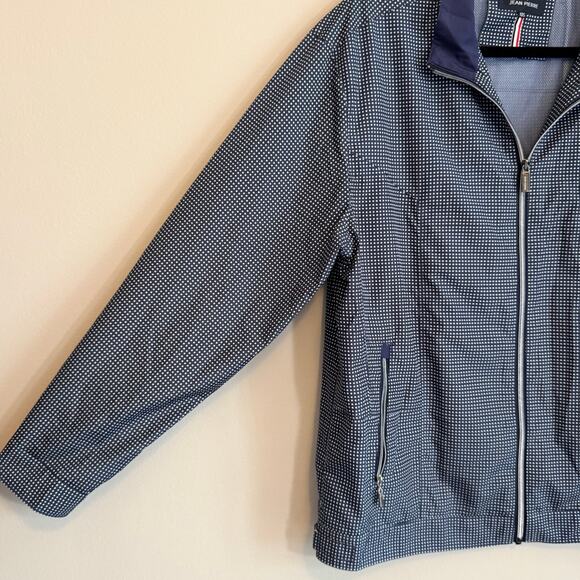 Vintage 70s Jean Pierre Jacket Mens 38 US XL Blue Geometric Full Zip Long Sleeve - Picture 7 of 9